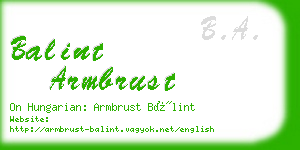 balint armbrust business card